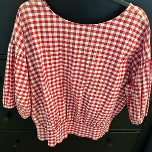Maronie red gingham blouse